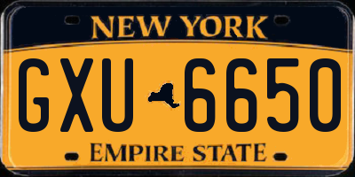NY license plate GXU6650