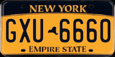 NY license plate GXU6660