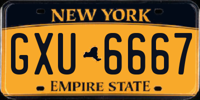 NY license plate GXU6667