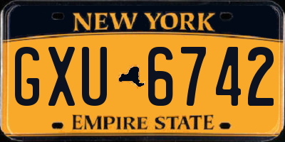 NY license plate GXU6742