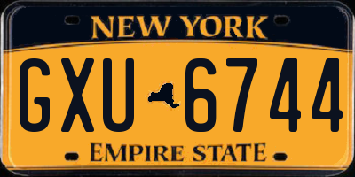 NY license plate GXU6744