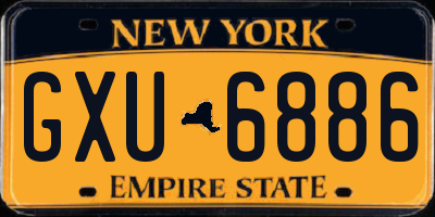 NY license plate GXU6886