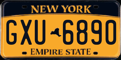 NY license plate GXU6890