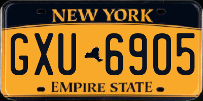 NY license plate GXU6905