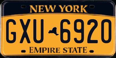 NY license plate GXU6920