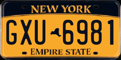 NY license plate GXU6981