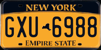 NY license plate GXU6988