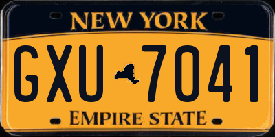 NY license plate GXU7041
