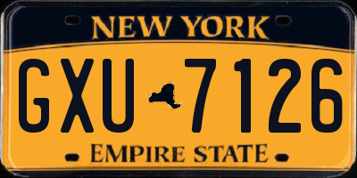 NY license plate GXU7126