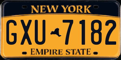 NY license plate GXU7182