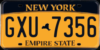 NY license plate GXU7356