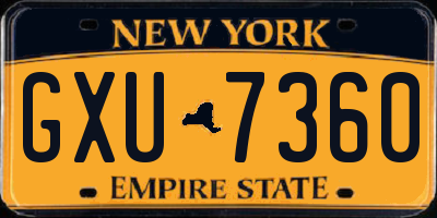 NY license plate GXU7360