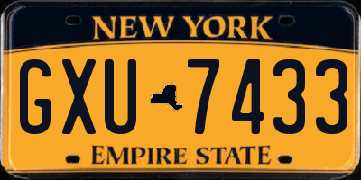 NY license plate GXU7433