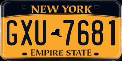 NY license plate GXU7681