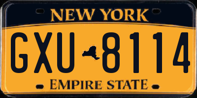 NY license plate GXU8114