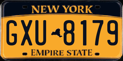 NY license plate GXU8179