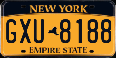 NY license plate GXU8188