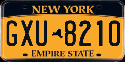 NY license plate GXU8210
