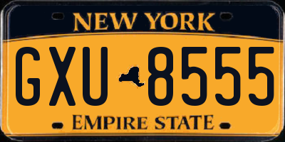 NY license plate GXU8555