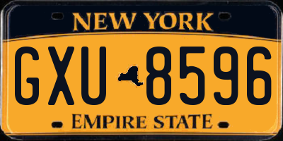 NY license plate GXU8596