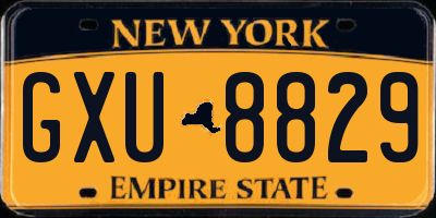 NY license plate GXU8829