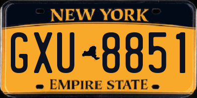 NY license plate GXU8851