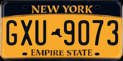 NY license plate GXU9073