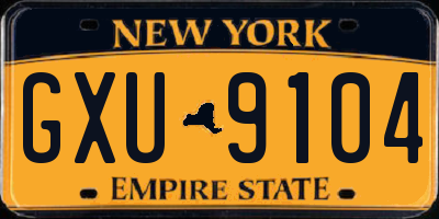 NY license plate GXU9104