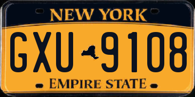 NY license plate GXU9108