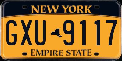 NY license plate GXU9117