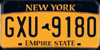 NY license plate GXU9180