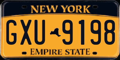 NY license plate GXU9198