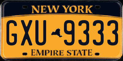 NY license plate GXU9333