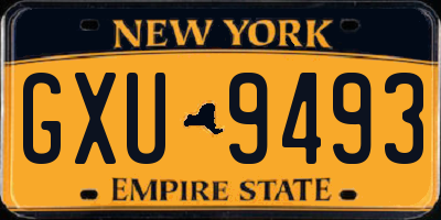 NY license plate GXU9493