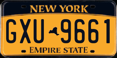 NY license plate GXU9661