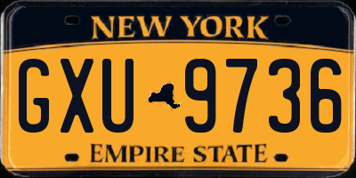NY license plate GXU9736