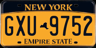 NY license plate GXU9752