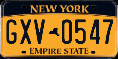 NY license plate GXV0547
