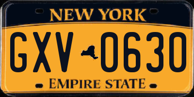 NY license plate GXV0630