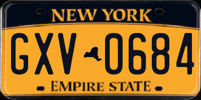 NY license plate GXV0684