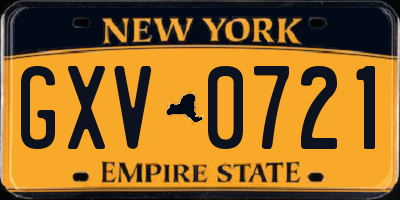 NY license plate GXV0721