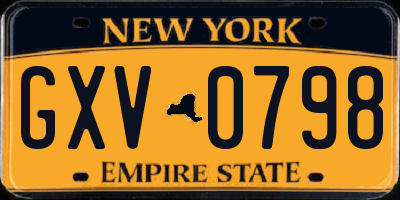 NY license plate GXV0798