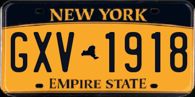 NY license plate GXV1918