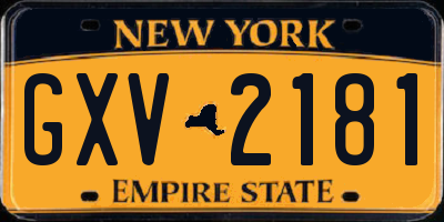 NY license plate GXV2181