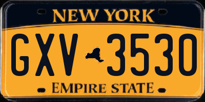 NY license plate GXV3530