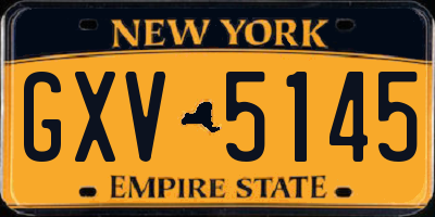NY license plate GXV5145