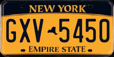 NY license plate GXV5450