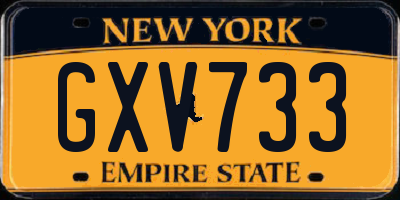 NY license plate GXV733