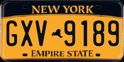 NY license plate GXV9189
