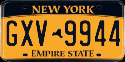 NY license plate GXV9944